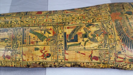 Detail des äußeren Sargdeckels der Mumie von Nesyamun, möglicherweise gefunden in Deir El-Bahri, Neues Reich, ca. 1100 v. Chr.