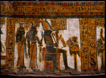 Ägyptische Antike: Die Gottheiten Isis und Nephthys verehren Osiris