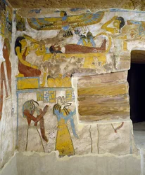 Wandmalereien aus der Grabkammer des Grabes von Pa Nentwy, Bahariya-Oase, Gizeh, Ägypten. Ägyptische Zivilisation, 26. Dynastie, 663-525 v. Chr.