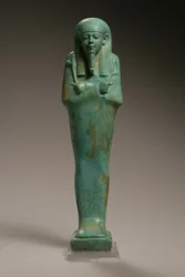 Uschebti-Figur für Hekaemsaf, Admiral der Flotte, Regierungszeit von Amasis, 570-526 v. Chr. (Faience)