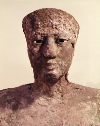 Statue von Pepi I. (2289-2255 v. Chr.), Detail des Kopfes, gefunden in Hierakonpolis, ca. 2281-2241 v. Chr.