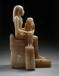 Pepi II. und seine Mutter Königin Meryreankhnes, möglicherweise aus Saqqara, Altes Reich (Kalkstein)
