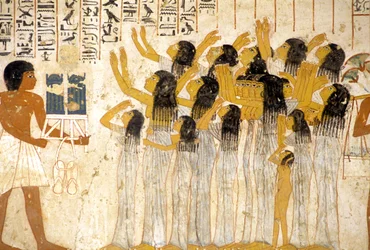 Altes Ägypten, Fresko, Klagende Frauen in der Trauerprozession, Grab von Ramose, Theben, Tal der Adligen