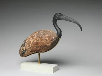 Ibis (bemaltes Holz und Bronze, Glaseyes)