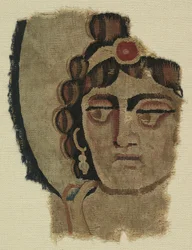Fragment eines Frauenkopfes, Koptisch