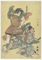 Asahina no Saburo im Kampf mit Soga no Goro