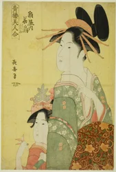 Hanaogi von der Ogiya, aus der Serie "Schönheiten der Vergnügungsviertel (Seiro bijin awase)"
