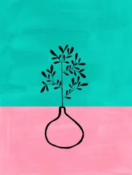 Pink-türkise botanische Vase