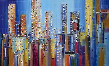 Bunte urbane Skyline