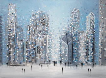 Gepunktete Stadtlandschaft Blau