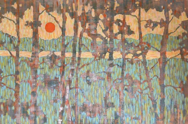 Abstrakter Waldsonnenuntergang