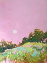 Träumende rosa grüne Hügel