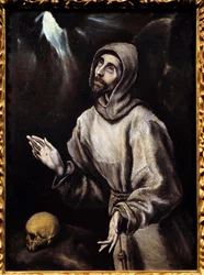 Heiliger Franz von Assisi empfängt die Stigmata. Gemälde von El Greco, 1595