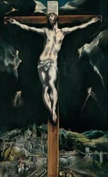Christus gekreuzigt mit Toledo im Hintergrund