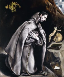 Heiliger Franziskus kniend in Meditation