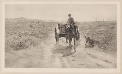 Landschaft mit Pferdewagen