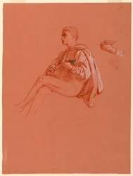Zeichnung, Junge spielt Laute, 1871–72