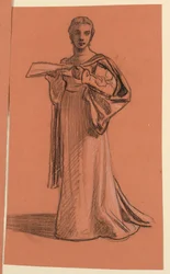 Zeichnung, Studie für Figur in "Hochzeitsprozession"