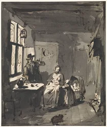 Innenraum mit Familienszene