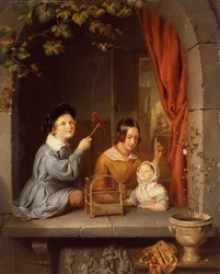 Spielen mit dem Haustier-Vogel