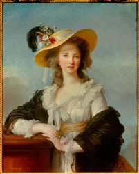 Porträt von Yolande Gabrielle Martine de Polastron, Herzogin von Polignac mit Strohhut