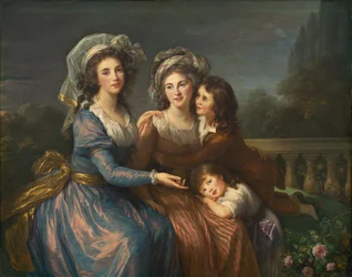 Die Marquise de Pezay und die Marquise de Rougé mit ihren Söhnen Alexis und Adrien, 1787