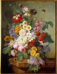 Blumen in einer Rocaille. Gemälde von Elise Bruyere (1776-1842) 1836
