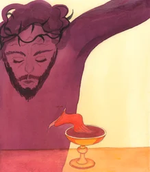 Christus vergoss sein Lebensblut für uns auf Golgatha