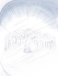 Ich sah die Heiligen drängen, als ob sie das Privileg hätten, uns zu helfen, mit der Jungfrau Maria im Zentrum, 2000