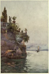 Im Schatten der Terrasse, Comer See, Illustration aus „Die italienischen Seen“ von Richard Bagot