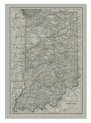 Karte von Indiana, USA, um 1900