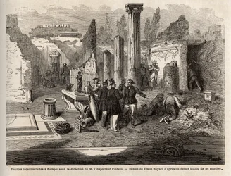 Die Ausgrabung von Pompeji, unter der Leitung des Inspektors Fiorelli, Illustration aus 