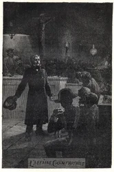 Der Fall Champmathieu: Monsieur Madeleine enthüllt im Prozess gegen einen armen Mann, Champmathieu, seinen Doppelgänger, seine wahre Identität, um zu verhindern, dass dieser an seiner Stelle verurteilt wird: „Ich bin Jean Valjean“ - Illustration von Émile