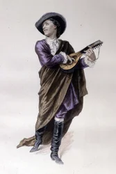 Der Graf von Almaviva, Charakter aus dem Barbier von Sevilla von Beaumarchais (1732-1799), geschaffen 1773. Illustration von Emile Bayard.