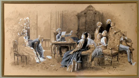 Schriftsteller Alexandre Dumas Jr. (1824-1895) liest seine Werke
