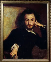 Porträt von Charles Baudelaire (1821-1867). Gemälde von Émile Deroy (1820-1846) 1844