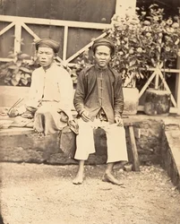 Miliciens mangeant le riz, Cochinchine, 1866