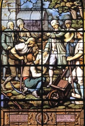 Jussieu pflanzt die Schule der Botanik neu, ca. 1885 (Buntglas)
