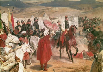 Marschall Thomas Bugeaud (1784-1849) und Oberst Joseph Vantini (Yousouf) (1808-66) während der Eroberung Algeriens, 1846