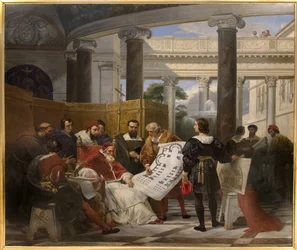 Papst Julius II. befiehlt die Arbeiten am Vatikan und Sankt Peter in Bramante, Michelangelo und Raphael