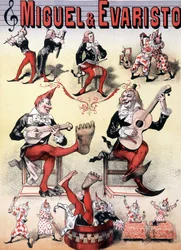 Die Clowns Miguel & Evaristo - Plakat von Lévy, Ende des 19. Jahrhunderts