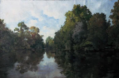 Clisson, La Sèvre in der Nähe der Mühle, die Bäume der Garenne Lemot