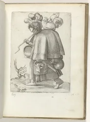 Deutsche Soldatenfrau, gekleidet nach der Mode um 1550 (Diversarum gentium nostrae aetatis habitus)