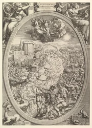 Die Schlacht von Mühlberg mit der Armee von Karl V. beim Überqueren der Elbe, 1551
