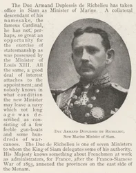Herzog Armand Duplessis de Richelieu, neuer Marineminister von Siam