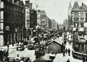 New Bridge Street, Blick auf Ludgate Circus, City of London, 1890