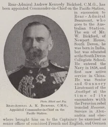 Konteradmiral A K Bickford, CMG, zum Oberbefehlshaber der Pazifikstation ernannt