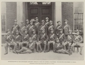 Vertreter der Honourable Artillery Company in den City Imperial Volunteers, die berittene Abteilung in Khaki