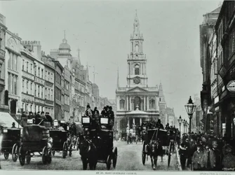 Saint Mary-le-Strand, Strand, Westminster LB: Blick nach Osten zu Saint Mary-le-Strand, 1895