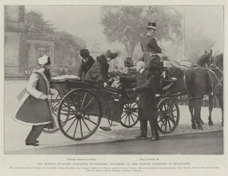 Die Ankunft von Königin Alexandra in Dänemark, 19. September, Ihre Majestät steigt in Bernstorff aus